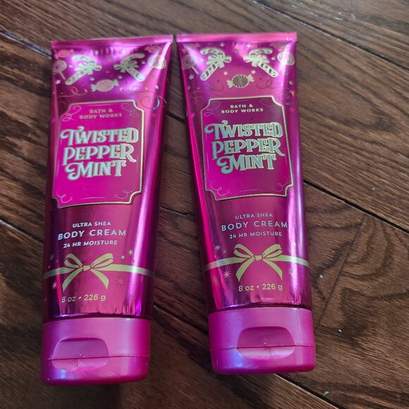 Bath & Body Works twisted pepper mint Moisture Shea Body Cream 8 oz two of them - Picture 1 of 3